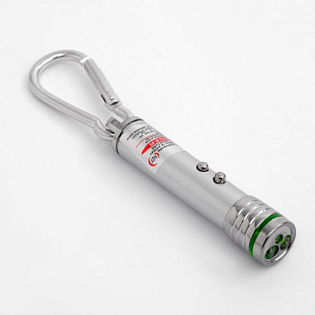 Указка лазерная "Мастер К" 1,4х1,4х7 см с карабином  2 режима