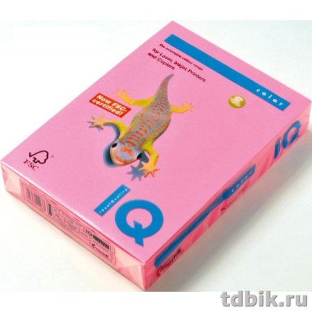 Бумага IQ neon 80 А4, 100 лист/уп, неон розовый