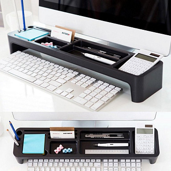 Подставка наст д/канц. принадлеж. Sysmax, 11 отд. темно-серая