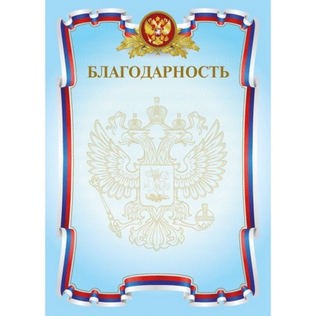 Благодарственное письмо  символика РФ отделка фольгой 190г/м2