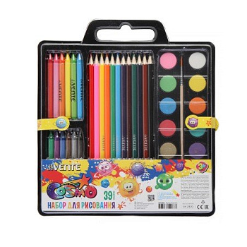 Набор для рисования  deVENTE "Cosmo" 39 предметов (краски, кисть, палитра, цв. карандаши, в.мелки)