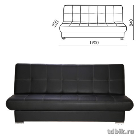 Диван "Модесто" раскладной ШГВ (190*90*84 см) экокожа, черный