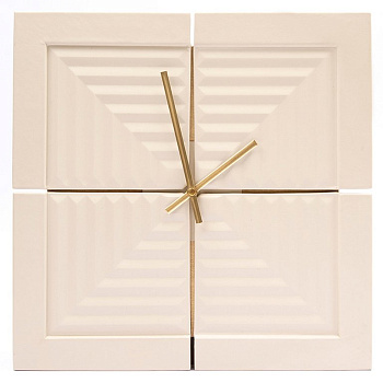 Часы настенные Макей "Вечность" нат. кожа 33,5*33,5 см, цвет молочный