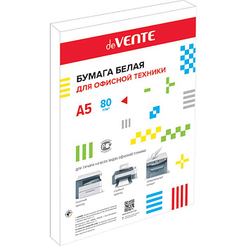 Бумага офисная  А5, deVENTE, 80 г/м2, 200 л/пач. белизна 96%