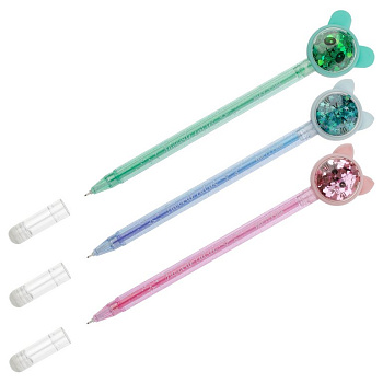 Ручка пиши-стирай гелевая "Funny smile" MESHU (ассорти) с топпером