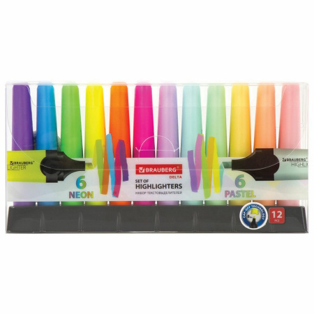 Набор текст-маркеров 12 шт BRAUBERG 1-5 мм ассорти