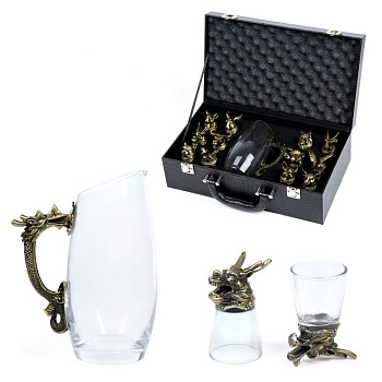 Набор подарочный рюмки-перевертыши 12 шт по 30 мл с графином 400 мл, бронза