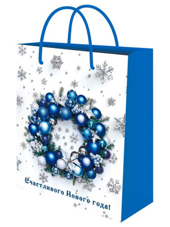 Пакет бумажный НГ 18*23см ламиниров. "Новогодний венок" MILAND