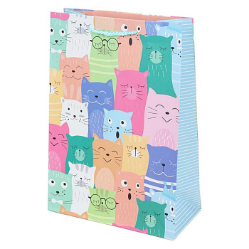 Пакет бумажный 26*32см матовый "Коты" ЧУДО ПРАЗДНИК