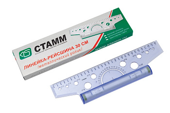 Линейка-рейсшина, металл. ролик, 30 см Стамм