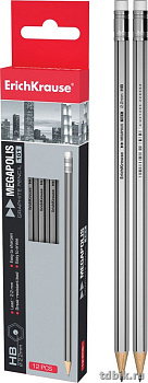 Карандаш ч/г HB ErichKrause "MEGAPOLIS" с ластиком
