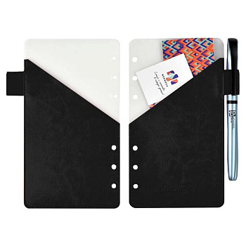 Разделитель сменный для кредитных, дисконтных карт, пропусков, кожзам, пластик черный