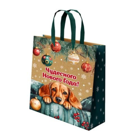Пакет бумажный НГ 18*23см крафт "Зимнее волшебство" ЗОЛОТАЯ СКАЗКА, ассорти
