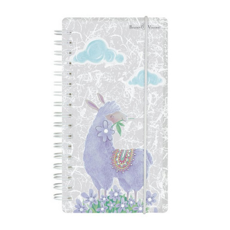 Блокнот А6  80л., 90*160 мм, на гребне с резинкой "CUTE JOURNAL.ЛАВАНДОВЫЕ ЛАМЫ" (3 вида)