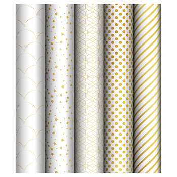 Бумага упаковочная 70*100см  в рулоне (ассорти) "Pattern on white" MESHU
