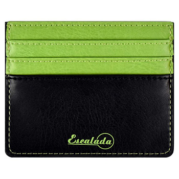Карман для кредитных, дисконтных карт, пропусков, салатовый/чёрный 6 отделений кожзам