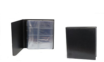 Визитница на 320 визиток ПВХ на кольцах, цв. черный, ДПС