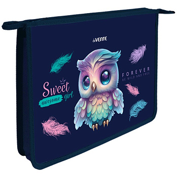 Папка для тетрадей А4 на молнии deVENTE "Happy Owl" с расширением 5 см
