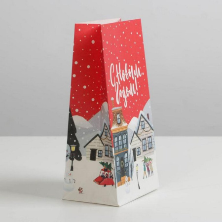 Пакет бумажный без ручек НГ 10*19,5*7см "Новое счастье"