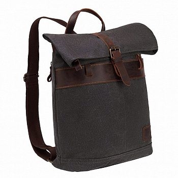 Рюкзак молодежный мужской  Dr.Koffer натуральная кожа/текстиль 36*31*10см, серый