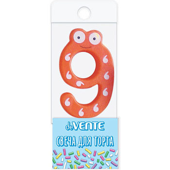 Свеча для торта "Цифра  9" Смешная, с рисунком, 6,1x3,9x0,85 см