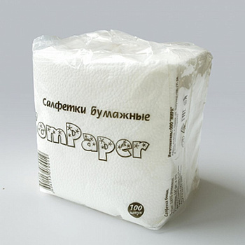 Салфетки белые 23х23 TomPaper, 100 шт/уп