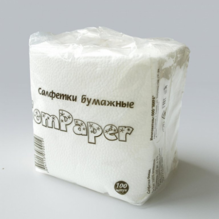 Салфетки белые 23х23 TomPaper, 100 шт/уп