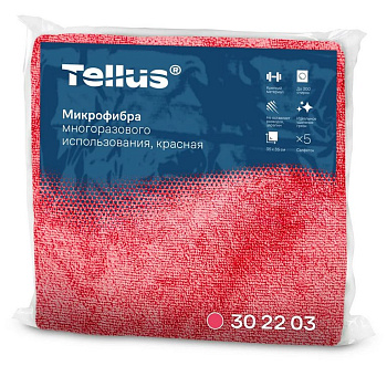 Салфетка для уборки помещений (микрофибра) 35*35см, Tellus красный