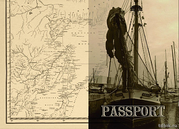 Обложка для паспорта "Яхта" из кожи  13,2*18,6