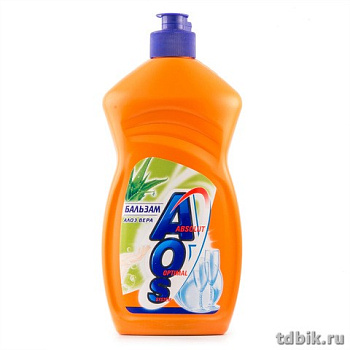 Жидкость д/мытья посуды Aos с бальзамом 450 мл.