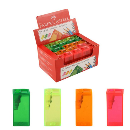Точилка с контейнером Faber-Castell неоновые цвета, ассорти