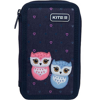 Пенал 2 отд. для девочки Kite "Owls" ткань