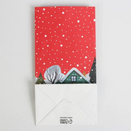 Пакет бумажный без ручек НГ 10*19,5*7см "Новое счастье"