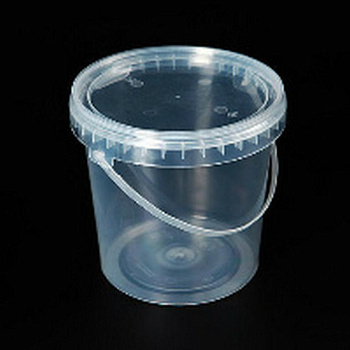 Евроведро 1 литр, прозрачное, с герметичной крышкой