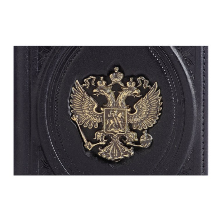 Обложка для автодокументов Макей, нат. кожа с Гербом, черная