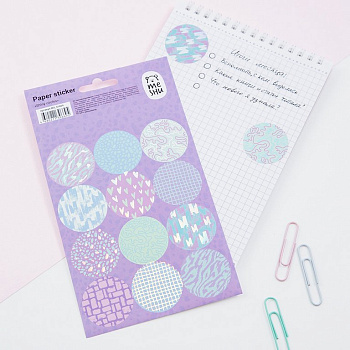 Наклейки 12 х 21 см "Shiny circles" фольга, 12 наклеек, MESHU