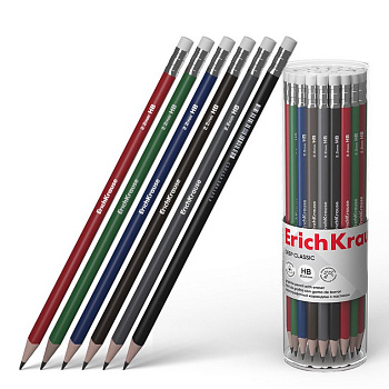 Карандаш ч/г HB трехгранный ErichKrause "Deep Classic" с ластиком