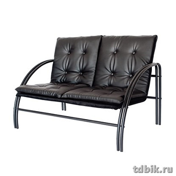 Диван "Аксель" 2-местный ШГВ (117*72*72 см) на  металлическом каркасе, кожзам, черный