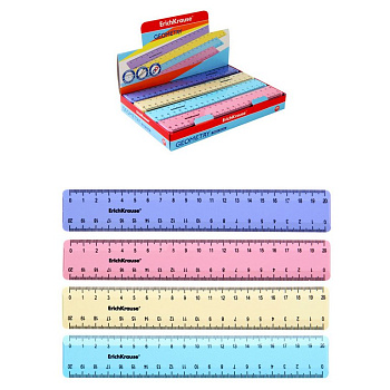 Линейка 20 см. пласт. прозрачная ErichKrause "Pastel" ассорти 4 цв.