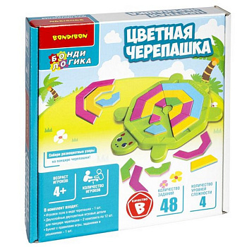 Игра логическая .4+ "Цветная черепашка" 48 заданий Bondibon