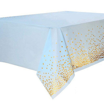 Скатерть 1370*1830 "Голубая с золотом" полипропилен