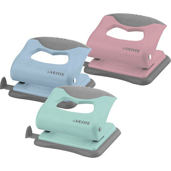 Дырокол до 20л пластик deVENTE "Pastel" с линейкой, ассорти