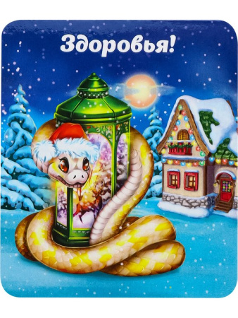 Символ 2025г Магнит "Новогодние змейки" 65,5*77 мм (ассорти)