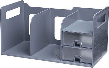 Лоток вертикальный 3-х секцион. с выдвижн. ящиками серый, Sysmax