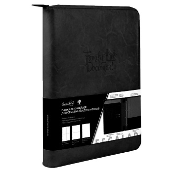 Папка-органайзер Escalada "ЛИНКОЛЬН ЧЁРНЫЙ" 260*340 см, кожзам, твердый переплет с поролоном