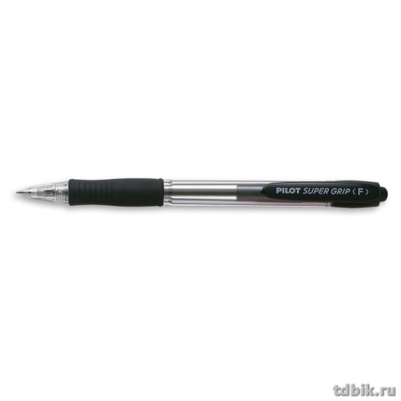 Ручка шариковая авт. Pilot SUPER GRIP с резин. упором 0,7мм, черная (стерж.99мм, линия 0,22мм)