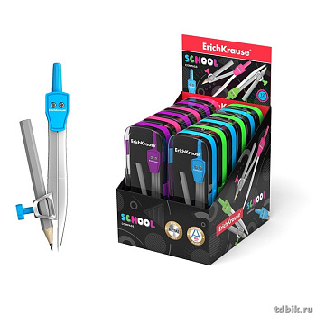 Циркуль "Козья ножка" ErichKrause "School" 123 мм металл., в пенале, карандаш в компл.