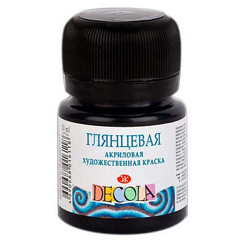 Краска акриловая  20мл черная, глянцевая Декола