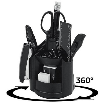 Набор настольный пластик 14 предметов Attache черный, вращающейся