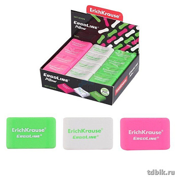 Ластик Erich Krause "ErgoLine Pillow" 20*35*10 мм, цв. ассорти